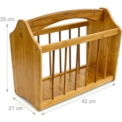 Relaxdays Portariviste In Bambù, Raccoglitore Portagiornali, Manico, Salvaspazio Autoportante, 33 X 42 X 21 Cm, Naturale -Armonia Decor 10719444 4