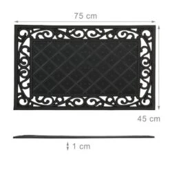 Relaxdays Zerbino Ingresso Casa, 75x45 Cm, Tappetino Rettangolare Classico, In Gomma Antiscivolo, Indoor & Outdoor, Nero -Armonia Decor 10719891 4