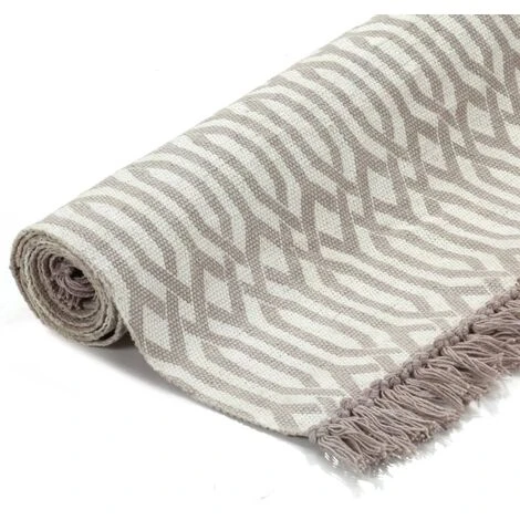 Tappeto Kilim In Cotone 120x180 Cm Con Motivi Grigio Talpa VidaXL 4 Tappeto Kilim In Cotone 120x180 Cm Con Motivi Grigio Talpa VidaXL - immagine 2