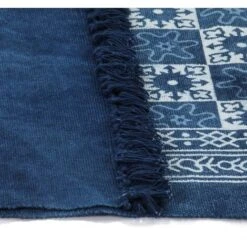 Tappeto Kilim In Cotone 120x180 Cm Blu Con Motivi VidaXL 9 Tappeto Kilim In Cotone 120x180 Cm Blu Con Motivi VidaXL -Armonia Decor 11187639 4