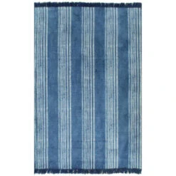 Tappeto Kilim In Cotone 120x180 Cm Con Motivi Blu VidaXL