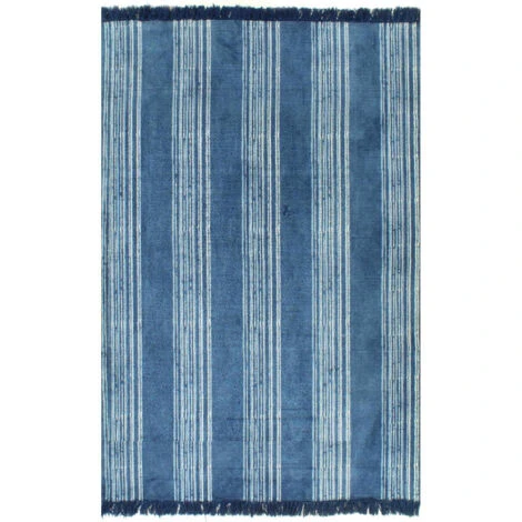 Tappeto Kilim In Cotone 120x180 Cm Con Motivi Blu VidaXL 3 Tappeto Kilim In Cotone 120x180 Cm Con Motivi Blu VidaXL