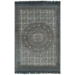 Tappeto Kilim In Cotone 120x180 Cm Con Motivi Grigi VidaXL