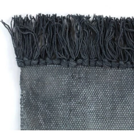 Tappeto Kilim In Cotone 120x180 Cm Con Motivi Grigi VidaXL 5 Tappeto Kilim In Cotone 120x180 Cm Con Motivi Grigi VidaXL - immagine 3