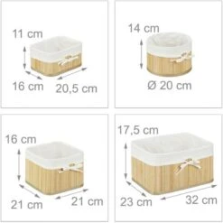 Relaxdays Set 4 Cestini Portaoggetti In Bambù, Scatole Per Armadi, Organizer Scaffali, HxLxP 17,5 X 32 X 23 Cm, Naturale -Armonia Decor 11261355 4