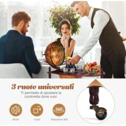 COSTWAY Mappamondo Bar Con Ruote Mobili Porta Liquori Minibar Portabottiglie, 88 X 70 X 45 Cm 10 COSTWAY Mappamondo Bar Con Ruote Mobili Porta Liquori Minibar Portabottiglie, 88 X 70 X 45 Cm -Armonia Decor 11869580 4