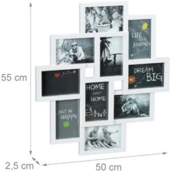 Relaxdays Cornice Per 10 Foto, In Formato Verticale O Orizzontale, Da Parete, In Plastica, HxL 55x50 Cm, Bianco -Armonia Decor 12257766 4