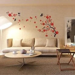 150 X 90 Cm, Walplus-Adesivi Per Parete, Motivo: Fiori Di Ciliegio E Farfalle, Rimovibile, In Vinile, Arte Murale, Decorazione Per Soggiorno, Camera Da Letto, Home Décor-Carta Da Parati Per La Camera