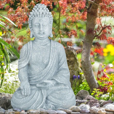 Relaxdays Statua Zen Del Buddha Seduto XL, 40 Cm, Feng Shui, Per Esterni, Da Giardino, Decorativa, Grigio Chiaro 4 Relaxdays Statua Zen Del Buddha Seduto XL, 40 Cm, Feng Shui, Per Esterni, Da Giardino, Decorativa, Grigio Chiaro - immagine 2