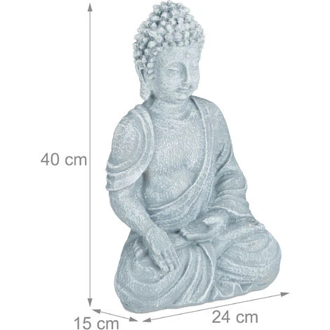 Relaxdays Statua Zen Del Buddha Seduto XL, 40 Cm, Feng Shui, Per Esterni, Da Giardino, Decorativa, Grigio Chiaro 6 Relaxdays Statua Zen Del Buddha Seduto XL, 40 Cm, Feng Shui, Per Esterni, Da Giardino, Decorativa, Grigio Chiaro - immagine 4