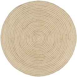 Tappeto Lavorato A Mano In Juta Design A Spirale Bianco 90 Cm VidaXL
