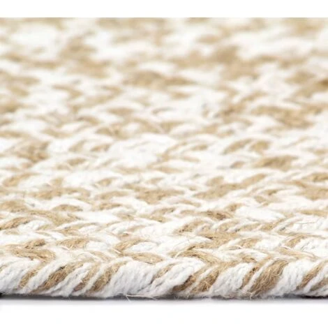 Tappeto Artigianale In Juta Bianco E Naturale 90 Cm VidaXL 6 Tappeto Artigianale In Juta Bianco E Naturale 90 Cm VidaXL - immagine 4