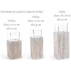 Mercury Bugia Porta Tealight Con Base Legno 33cm