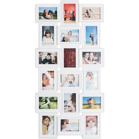 Relaxdays Cornice Portafoto, 18 Foto, 10x15 Formato Verticale & Orizzontale Da Parete Stile Antico HxL 104x54 Cm, Bianco 3 Relaxdays Cornice Portafoto, 18 Foto, 10x15 Formato Verticale & Orizzontale Da Parete Stile Antico HxL 104x54 Cm, Bianco