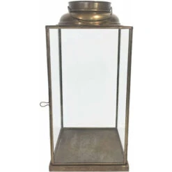 Lanterna In Vetro E Metallo Di Design Moderno Stile Vintage Portacandela Ottone Antico