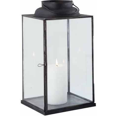 Lanterna In Vetro E Metallo Di Design Moderno Stile Minimalista Portacandela, Cm 14,5x14,5x25 H 3 Lanterna In Vetro E Metallo Di Design Moderno Stile Minimalista Portacandela, Cm 14,5x14,5x25 H