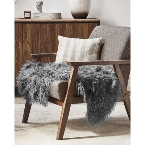 Pelle Sintetica Di Pecora Colore Grigio Mungo 4 Pelle Sintetica Di Pecora Colore Grigio Mungo - immagine 2