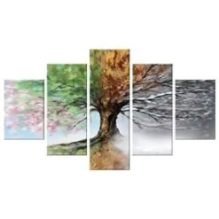 Quadro Moderno 5 Pezzi In Legno VOGUE 48X85 Cm Quattro Stagioni Pannelli