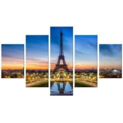 Quadro Moderno Multipannello Vogue 48X85 Parigi Al Crepuscolo