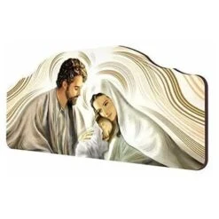 Lupia Quadro Capezzale Sacro 50x100cm Nativity Brown Su Tavola Lavorata