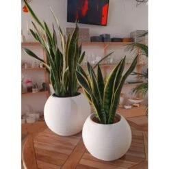 Vaso Caspo' Sfera Rigata Shabby Vasar In Resina Diametro 50cm Colore Ghisa