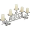 Relaxdays Portacandele Antico, A 5 Bracci Candelabro, Shabby Chic, In Ghisa, Vintage, HxLxP: 20 X 59 X 9,5 Cm, Bianco