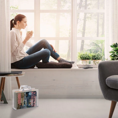 Relaxdays Portariviste, 2 Impugnature, Aspetto Trasparente, Per Giornali & Riviste, Acrilico, HLP: 29x33x10 Cm, Argento 5 Relaxdays Portariviste, 2 Impugnature, Aspetto Trasparente, Per Giornali & Riviste, Acrilico, HLP: 29x33x10 Cm, Argento - immagine 3