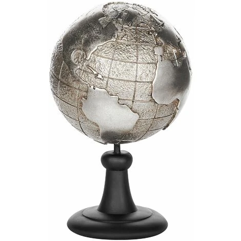 Figura Decorativa Globo Terrestre Argento Piedistallo Nero 18 X 33 Cm Earth 3 Figura Decorativa Globo Terrestre Argento Piedistallo Nero 18 X 33 Cm Earth