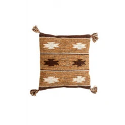 Doge Milano Tappeto Moderno Chicago, Stile Kilim, 100% Cotone, Marrone, 45x45cm