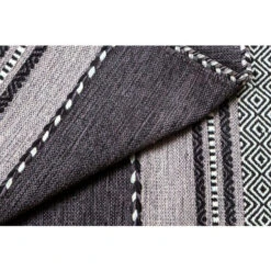 Doge Milano Tappeto Moderno Kansas, Stile Kilim, 100% Cotone, Nero, 90x60cm -Armonia Decor 17783464 3