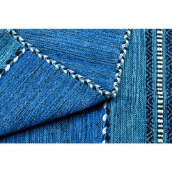 Doge Milano Tappeto Moderno Kansas, Stile Kilim, 100% Cotone, Blu, 200x140cm -Armonia Decor 17783480 3