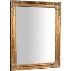 Specchio Specchiera Da Parete E Appendere Verticale/orizzontale L36,5xPR3xH47 Cm Finitura Oro Anticato.