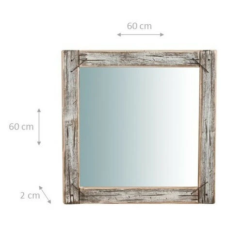 Specchio Da Parete Quadrato 60 X 60 X 2 Cm Made In Italy Specchio Grande Parete In Legno Anticato Specchio Vintage Per La Casa 4 Specchio Da Parete Quadrato 60 X 60 X 2 Cm Made In Italy Specchio Grande Parete In Legno Anticato Specchio Vintage Per La Casa - immagine 2