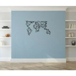 Decorazione In Metallo World Map Large - Wall Art Muro - Mappa Del Mondo - Per Soggiorno, Camera, Ufficio - Nero In Metallo, 140 X 0,15 X 80 Cm -Armonia Decor 18217802 4