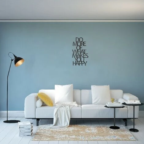Decorazione In Metallo Frasi - Wall Art Muro - Citazioni - Happy - Per Soggiorno, Camera - Nero In Acciaio, 41 X 0,15 X 70 Cm 5 Decorazione In Metallo Frasi - Wall Art Muro - Citazioni - Happy - Per Soggiorno, Camera - Nero In Acciaio, 41 X 0,15 X 70 Cm - immagine 3