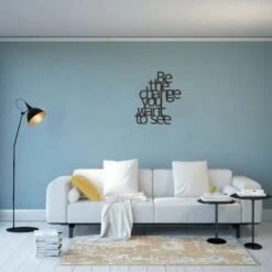 Decorazione In Metallo Change - Wall Art Muro - Citazioni - Per Soggiorno, Camera - Nero In Acciaio, 62 X 0,15 X 70 Cm -Armonia Decor 18217828 3