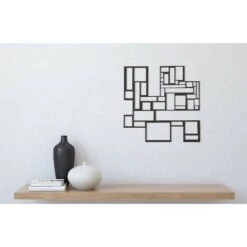 Decorazione In Metallo Quadrati - Geometrica - Wall Art Muro - Per Soggiorno, Camera - Nero In Acciaio, 50 X 0,15 X 50 Cm -Armonia Decor 18265817 4