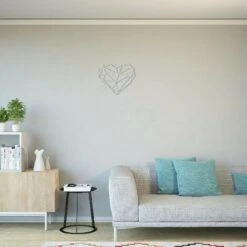 Decorazione In Metallo Heart - Wall Art Muro - Cuore - Per Soggiorno, Camera - Color Argento In Acciaio, 47 X 0,15 X 40 Cm -Armonia Decor 18265819 2