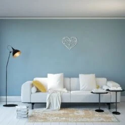 Decorazione In Metallo Heart - Wall Art Muro - Cuore - Per Soggiorno, Camera - Color Argento In Acciaio, 47 X 0,15 X 40 Cm -Armonia Decor 18265819 3