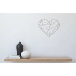 Decorazione In Metallo Heart - Wall Art Muro - Cuore - Per Soggiorno, Camera - Color Argento In Acciaio, 47 X 0,15 X 40 Cm -Armonia Decor 18265819 4