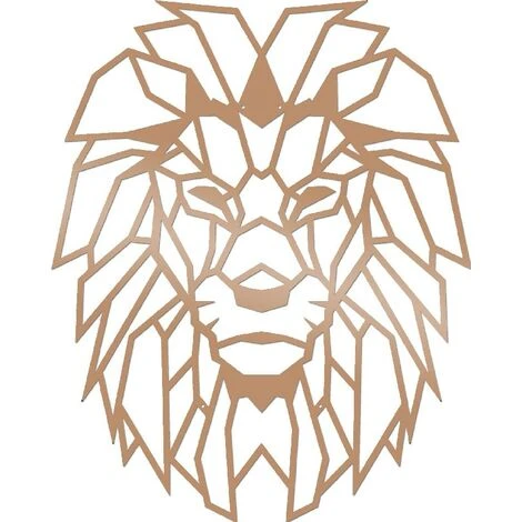 Decorazione In Metallo Lion - Wall Art Muro - Testa Di Leone - Per Soggiorno, Camera - Color Rame In Acciaio, 40 X 0,15 X 50 Cm 3 Decorazione In Metallo Lion - Wall Art Muro - Testa Di Leone - Per Soggiorno, Camera - Color Rame In Acciaio, 40 X 0,15 X 50 Cm