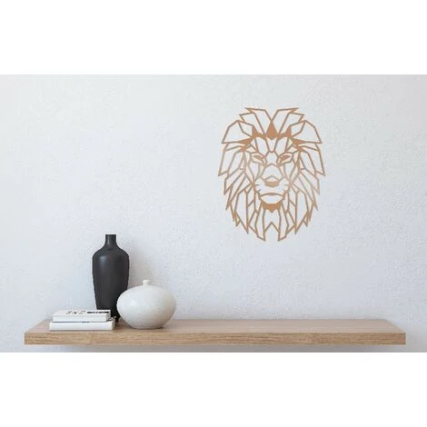 Decorazione In Metallo Lion - Wall Art Muro - Testa Di Leone - Per Soggiorno, Camera - Color Rame In Acciaio, 40 X 0,15 X 50 Cm 6 Decorazione In Metallo Lion - Wall Art Muro - Testa Di Leone - Per Soggiorno, Camera - Color Rame In Acciaio, 40 X 0,15 X 50 Cm - immagine 4