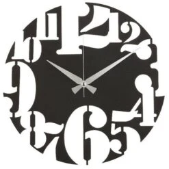 Orologio Da Parete - Decorativo - A Muro - Per Soggiorno, Camera - Nero In Acciaio, 50 X 0,2 X 50 Cm