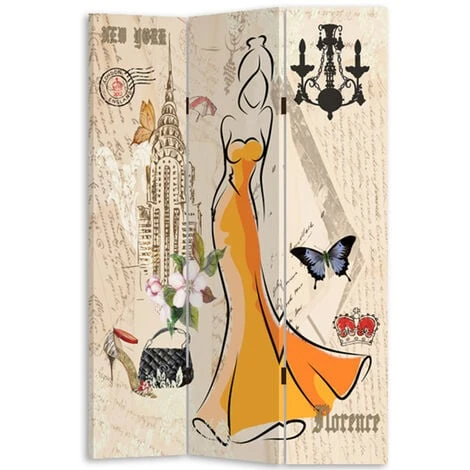 Paravento Separe 3 Pannelli Con Stampa Fronte Retro Fashion NY Paris Divisorio 4 Paravento Separe 3 Pannelli Con Stampa Fronte Retro Fashion NY Paris Divisorio - immagine 2