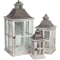 3 Lanterne Da Esterno Grandi In Legno E Ferro Lanterne Da Giardino E Lanterne Da Interno Da Arredo