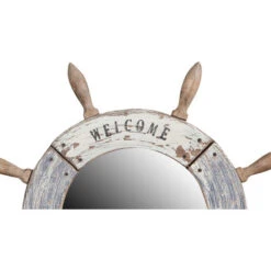 Specchio Specchiera Da Parete E Appendere A Forma Di Timone In Legno Massello Diam.L47xPR2 Cm. -Armonia Decor 18514840 3