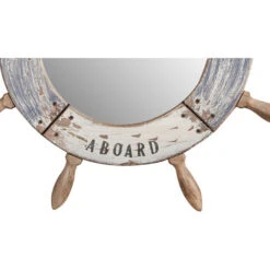 Specchio Specchiera Da Parete E Appendere A Forma Di Timone In Legno Massello Diam.L47xPR2 Cm. -Armonia Decor 18514840 4
