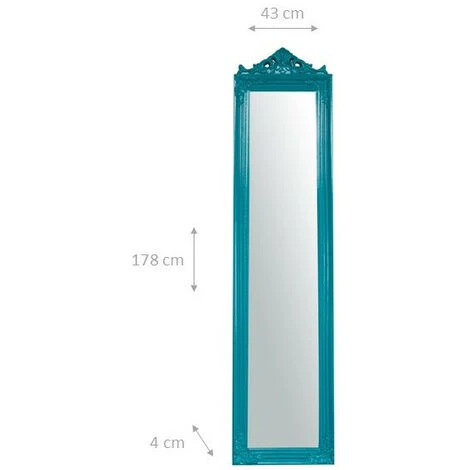 Specchio Specchiera Da Terra A Pavimento L43xPR3,5xH178 Cm Finitura Azzurra. 4 Specchio Specchiera Da Terra A Pavimento L43xPR3,5xH178 Cm Finitura Azzurra. - immagine 2