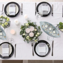 Relaxdays Vassoio Portacandele, Ciottoli Decorativi, Portalumini Rotondi, Centrotavola, 38,5 Cm Di Lunghezza, Grigio -Armonia Decor 18812625 2