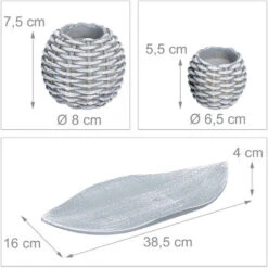 Relaxdays Vassoio Portacandele, Ciottoli Decorativi, Portalumini Rotondi, Centrotavola, 38,5 Cm Di Lunghezza, Grigio -Armonia Decor 18812625 4